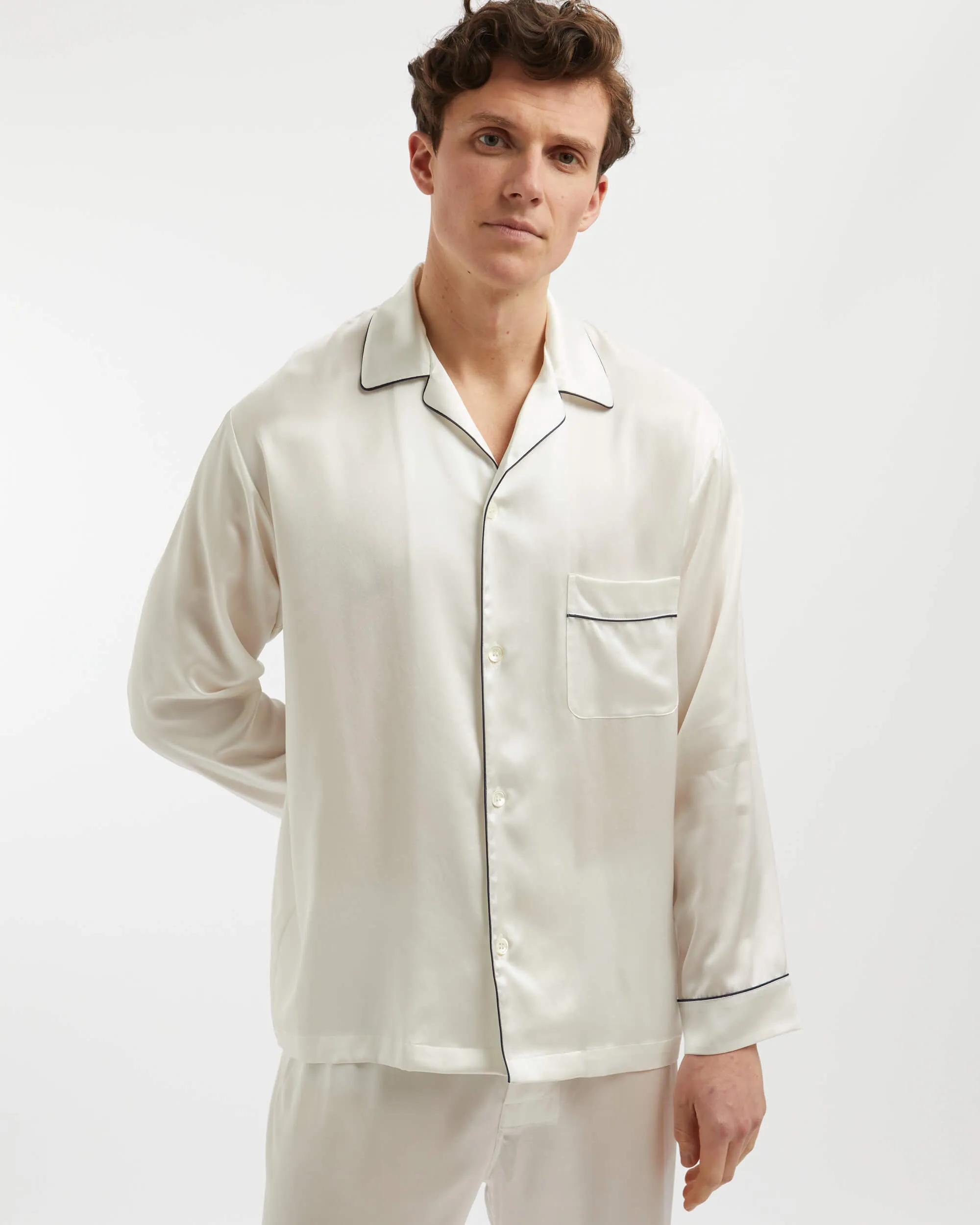 Men's Silk Pajamas - Ivory