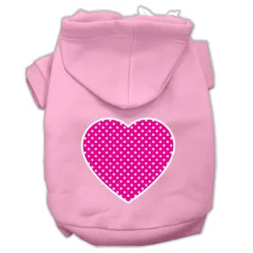 Pink Swiss Dot Heart Screen Print Pet Hoodies Light Pink Size Sm (10)