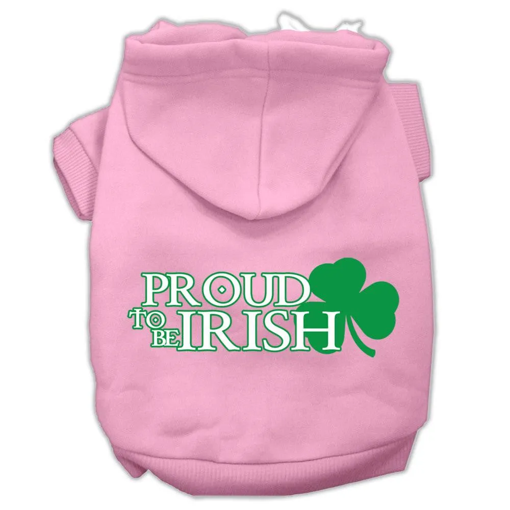 Proud To Be Irish Screen Print Pet Hoodies Light Pink Size Lg (14)