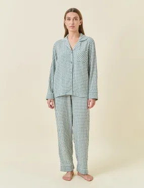 Seersucker Gingham Full Length PJ Set