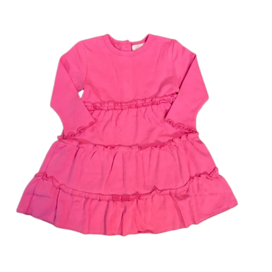 Solid Tiered Ruffle L/S Dress