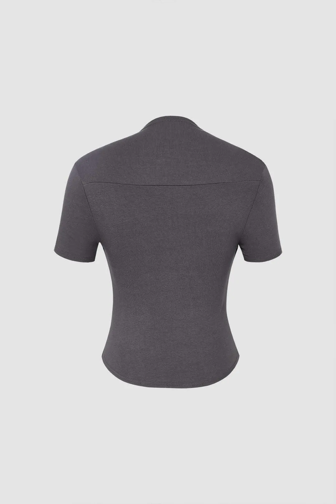 Square Neck Curved Hem T-Shirt