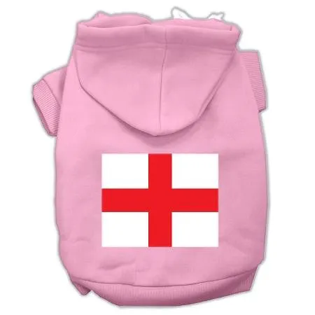 St. George's Cross (english Flag) Screen Print Pet Hoodies Light Pink Size Sm (10)