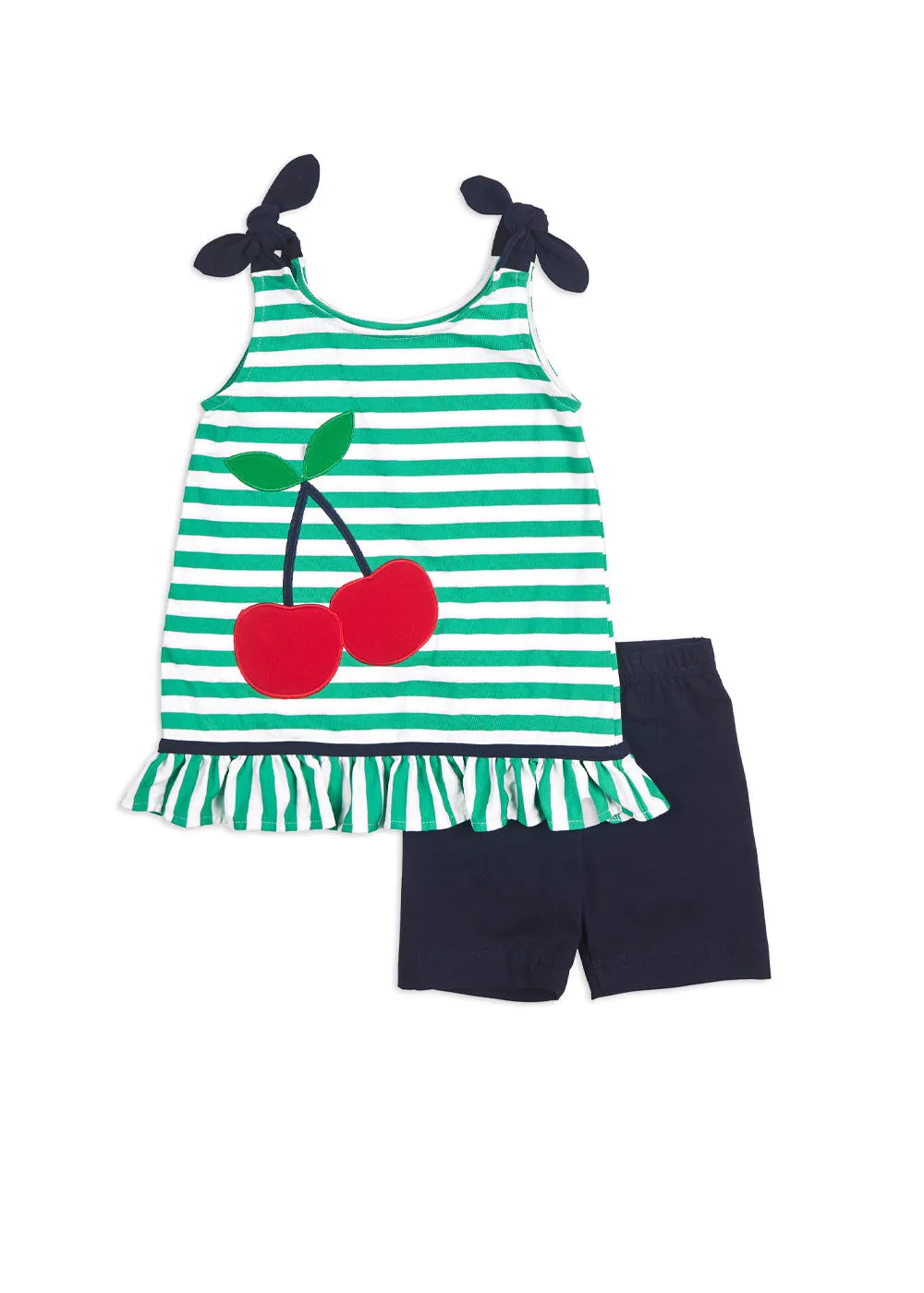 Stripe Knit Short Set With Cherries