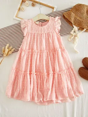 Toddler Girls Swiss Dot Tiered Layer Babydoll Dress