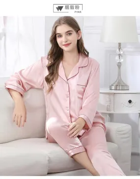 Valentine's gift for lover,Mulberry Silk Pajamas Set2023,long sleeve two-piece silk pajamas