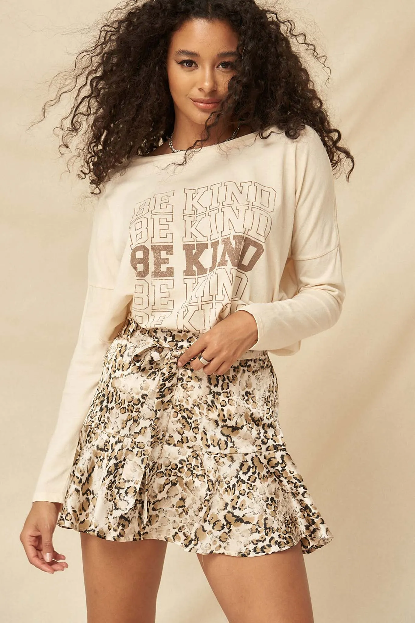 Wild Style Animal-Print Belted Ruffle Skort