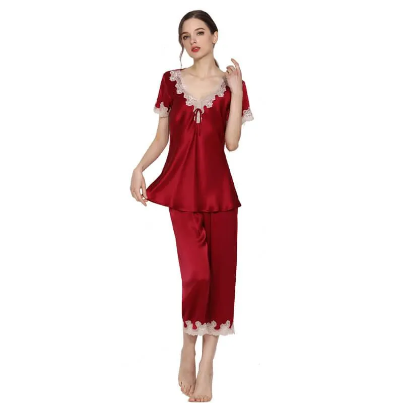 Women's 100% Silk Pajama Set Luxury  Short Set