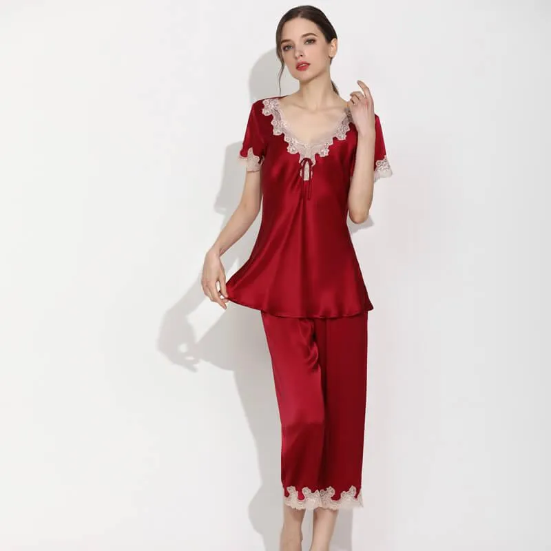 Women's 100% Silk Pajama Set Luxury  Short Set