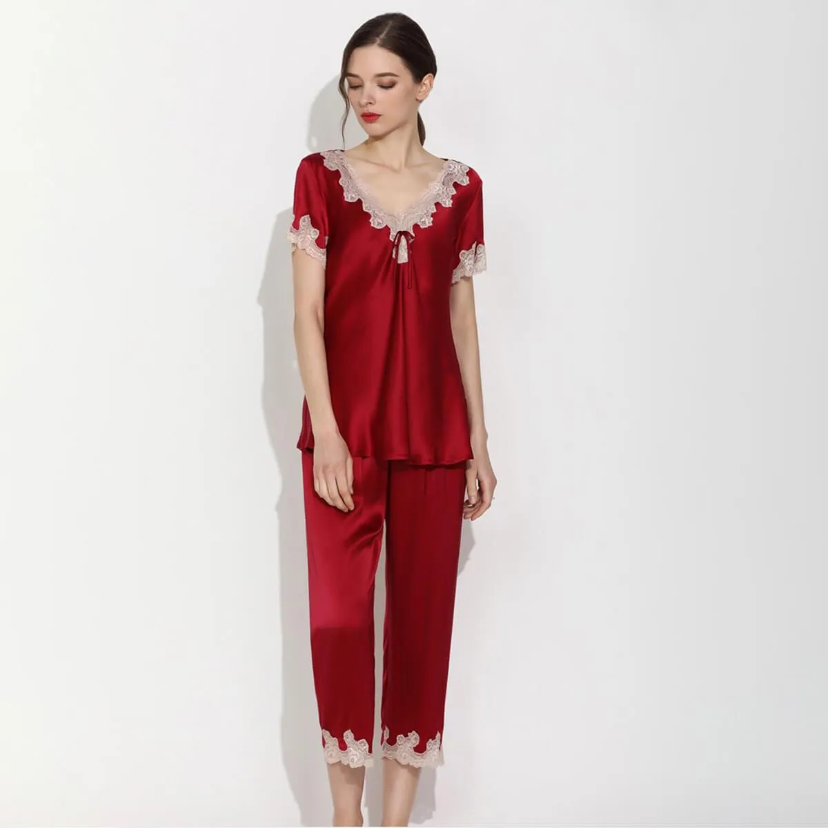 Women's 100% Silk Pajama Set Luxury  Short Set